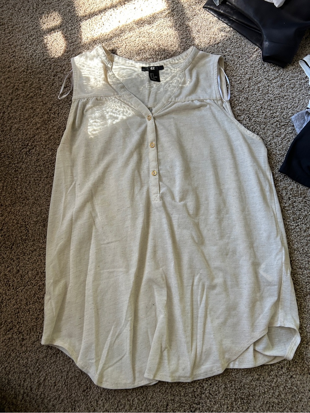 H&M cream tank with gold buttons